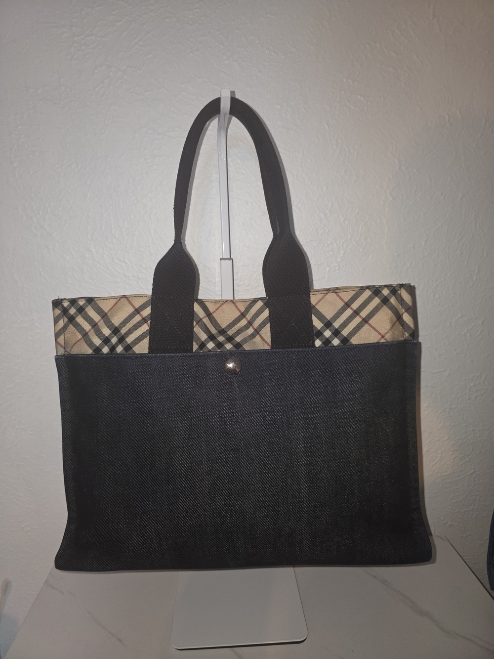Burberry Blue Label Denim and Nova Check Tote Bag